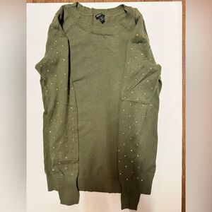 Olive Green Sweater with Gold Accents